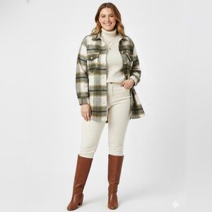 NWT Joie | Green, Blue Brown & Beige Button Down Shacket Size 1X Cotton Blend